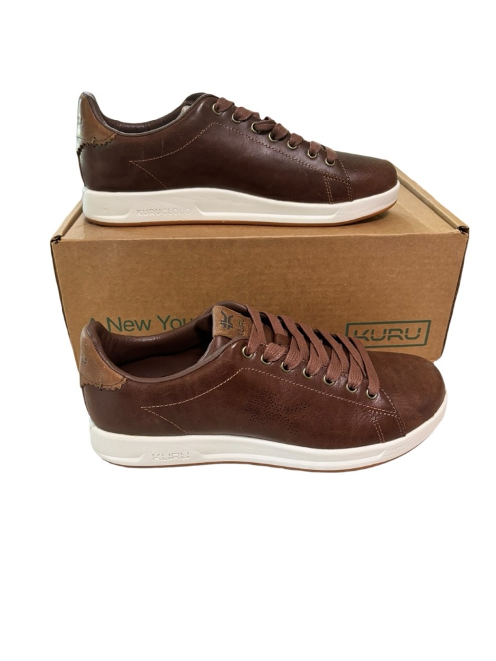 KURU Roam Shoes Mens Size 10 Clove Brown Leather Comfort Walking Sneakers